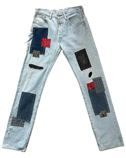 Levis 501 US custom indigo bandana W30