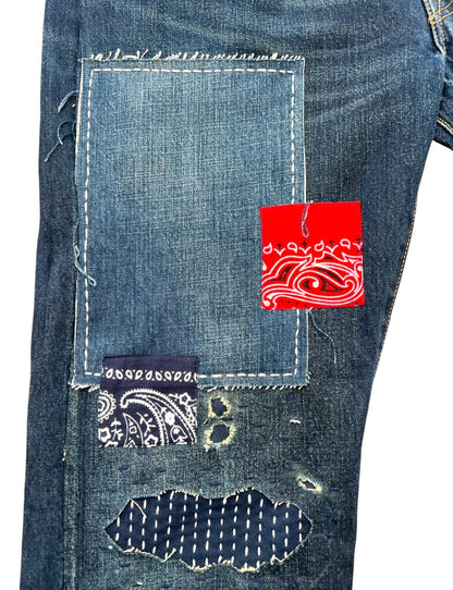 Levis 501 US custom indigo bandana W34