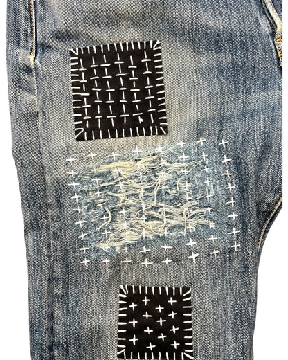 Levis 501 US custom indigo sashiko boro W30