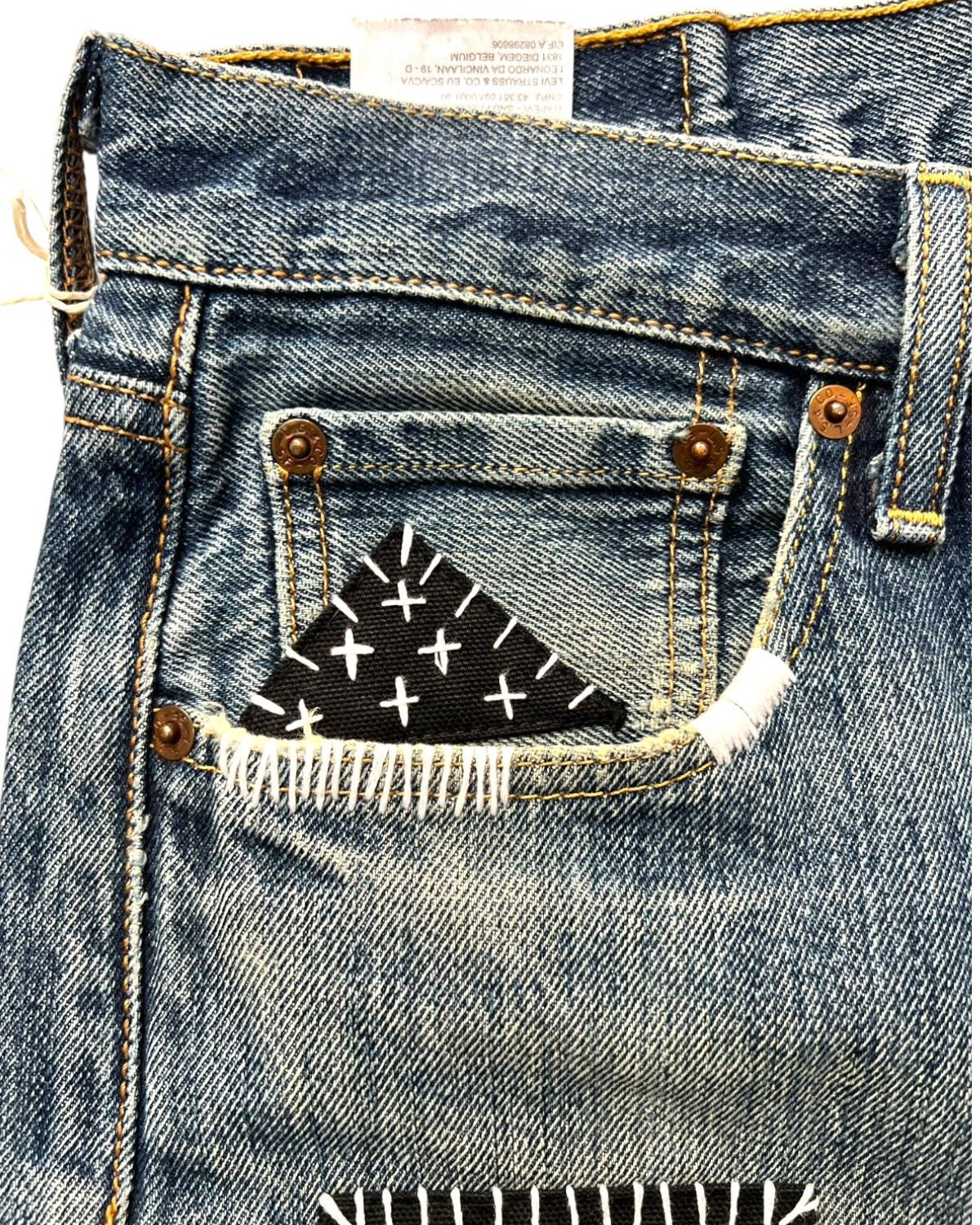 Levis 501 US custom indigo sashiko boro W30