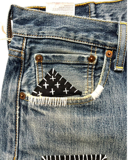 Levis 501 US custom indigo sashiko boro W30