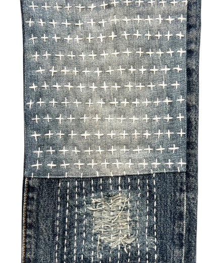 Levis 501 US custom indigo sashiko boro W30