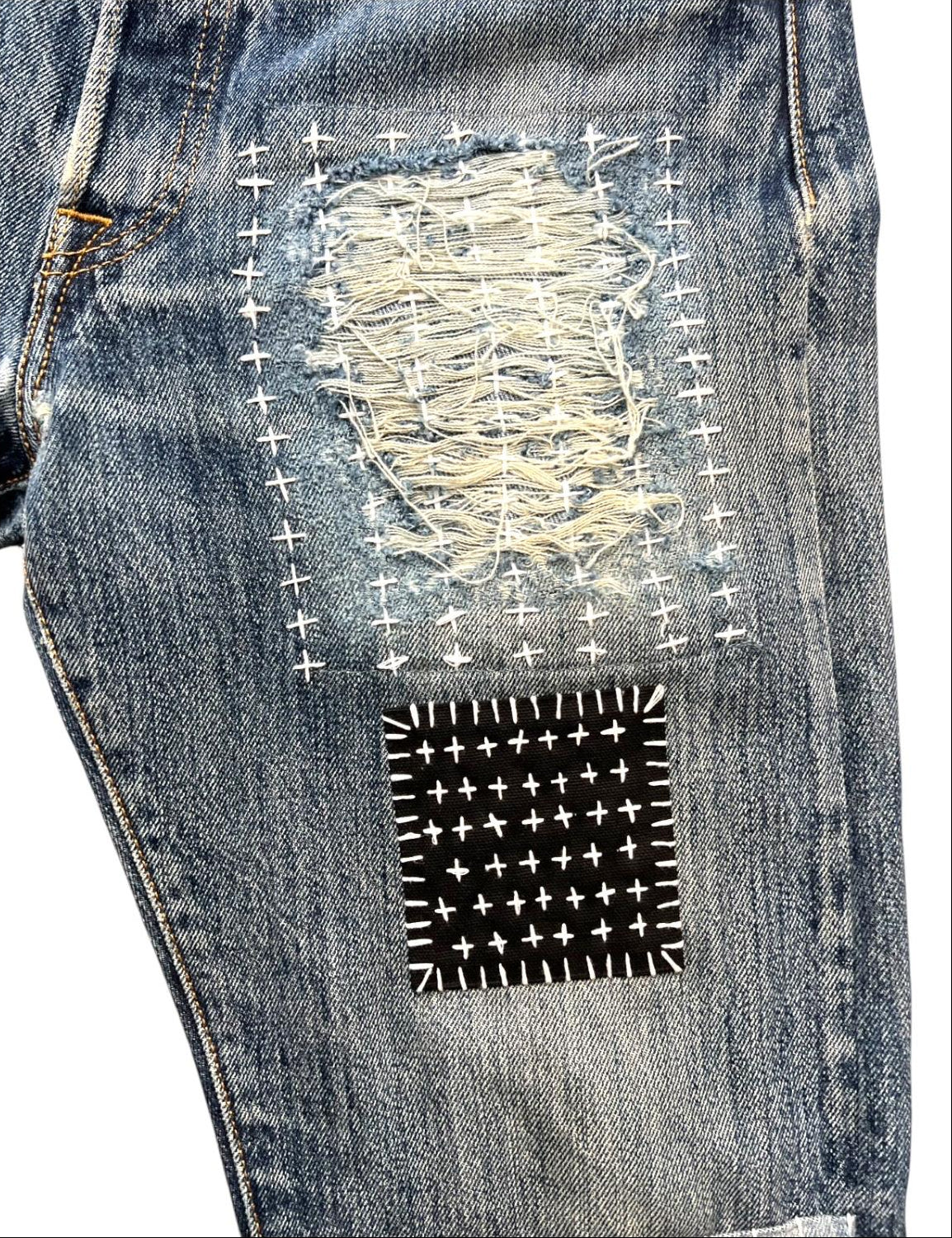 Levis 501 US custom indigo sashiko boro W30