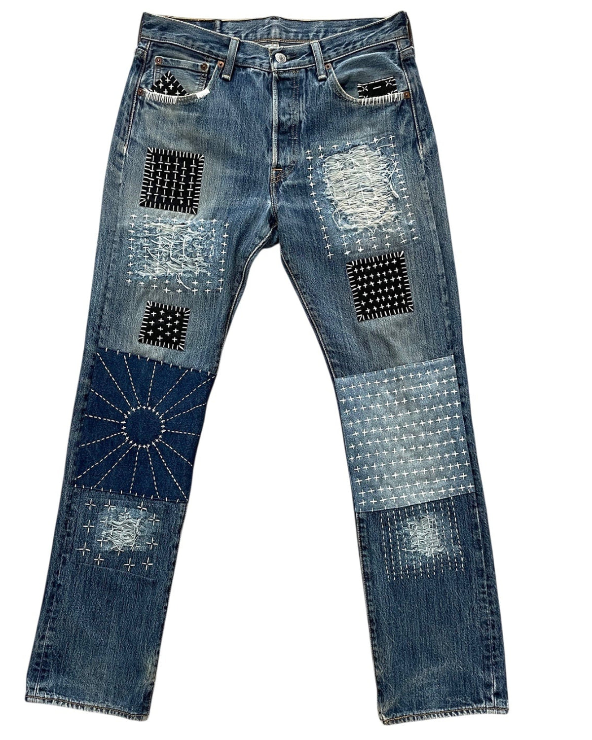 Levis 501 US custom indigo sashiko boro 32