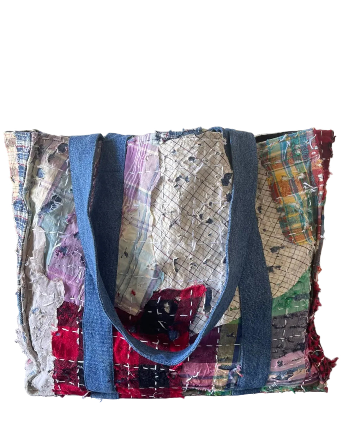 Sac Cabas Denim Vintage Madras
