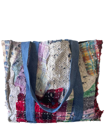 Sac Cabas Denim Vintage Madras