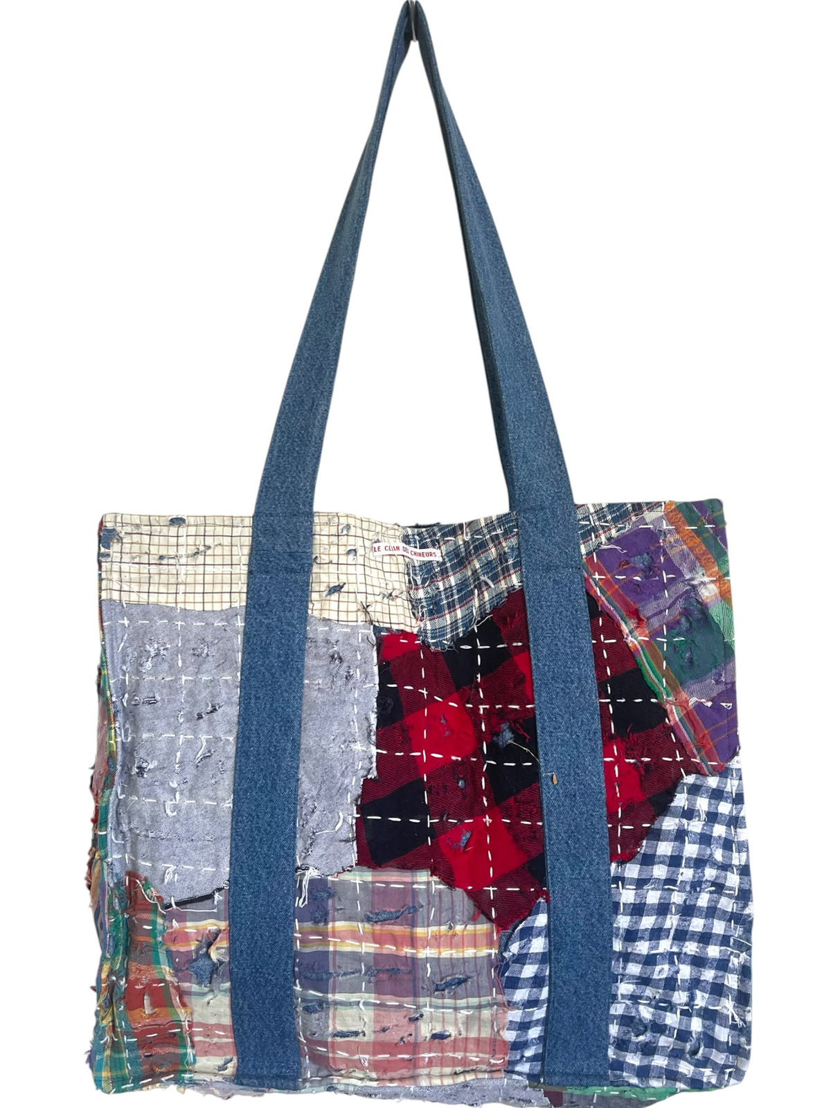 Sac Cabas Denim Vintage Madras